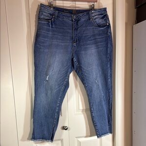 Kut from the Kloth Blue ABIGAIL Cropped Straight Leg Boyfriend Jeans 16W